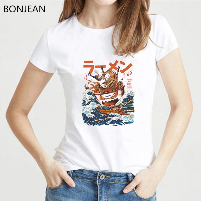 

Japanese Harajuku Great Ramen Off Kanagawa T Shirt Women Food Printed Tshirt Femme Graphic Tee Top Female Tshirt Streetwear