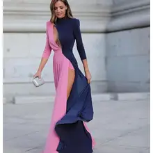 VAZN, новинка, милое платье с дырочками, сексуальное Клубное лоскутное платье высокого класса с высокой талией и длинным рукавом, женское облегающее и расклешенное платье Макси