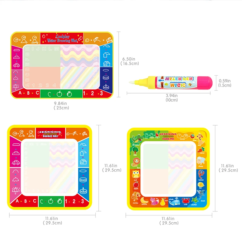 Drawing Toys Water Drawing Mat 29 * 29.5 CM Board Painting and Writing Doodle With Magic Pen Non-Toxic Drawing Board for Kids images - 6