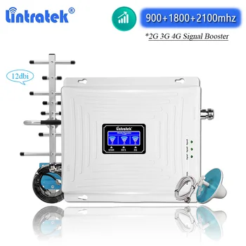 

Lintratek GSM 900 1800 2100 Signal Booster 2g 3g 4g WCDMA UMTS 3G DCS 4G LTE Internet Cellular Amplifier Telephone Repeater Kit