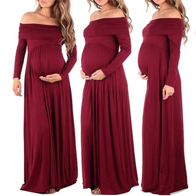 wine red Платья для беременных для фотосессии; Хлопковое платье для беременных; реквизит для фотосессии; Макси-платье; платья для беременных женщин; одежда - Цвет: wine red