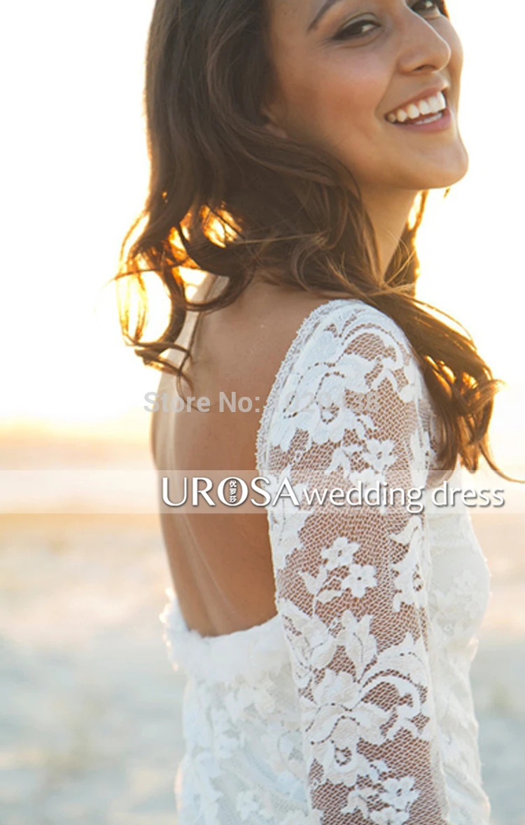 summer style lace long sleeve beach sexy backless Bridal Gowns floor-length vestidos de noiva casamento mother of bride dresses
