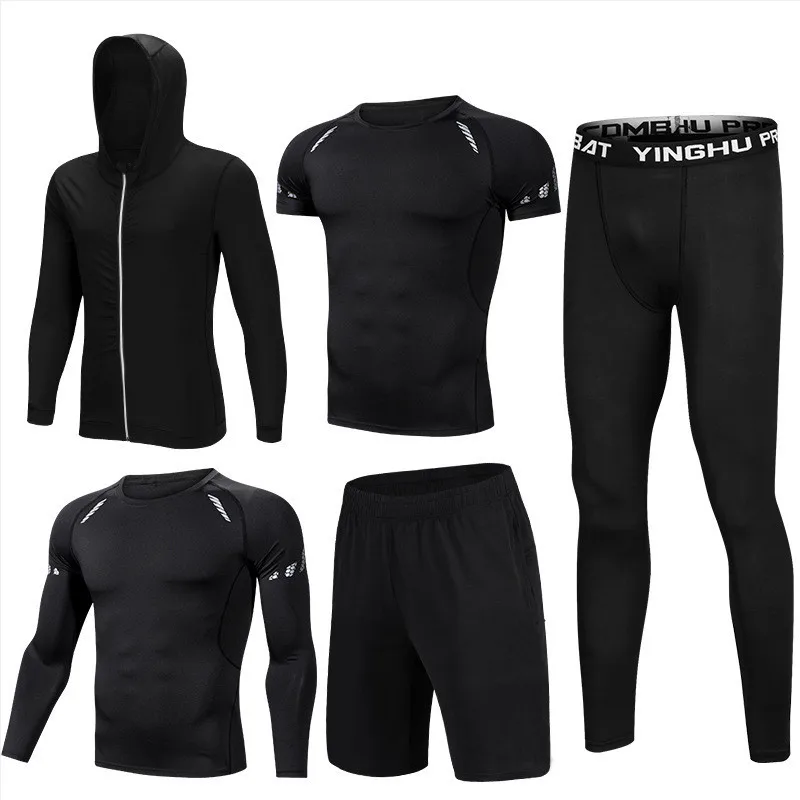 New 5 Pcs/Set Men's Tracksuit Sports Suit Gym Fitness Compression Clothes Running Jogging Sport Wear Exercise Workout Tights - Цвет: Style 4