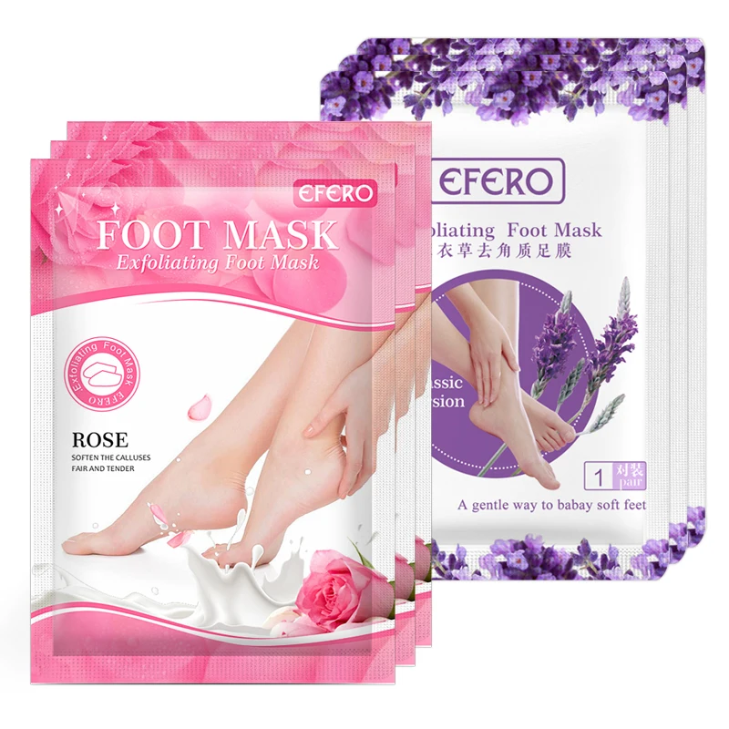 

2Pair Lavender/Rose Exfoliation for Feet Mask Foot Peeling Remove Dead Skin Mask for Legs Exfoliating Foot Mask Pedicure Socks