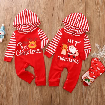 

Christmas hooded one-pieces Rompers NewBorn Baby Girls And Boy Clothes Fashion Autumn Rompers Long sleeve with Letter Pattern
