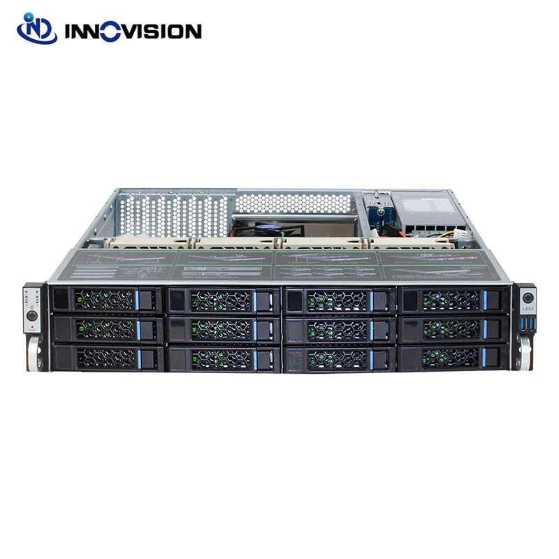 2u 12ベイhddホットスワップラックサーバーケースl = 560mm nvr nas