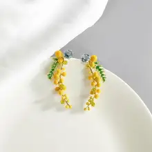 С фабрики ручной работы эмаль Прованс Мимоза женские серьги