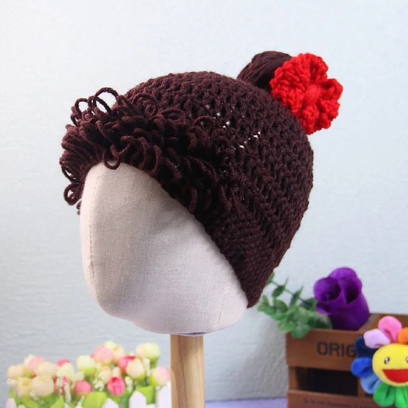 Autumn and Winter Children's Knitted Woolen Girls Bangs Wig Hat Cute Photo Props for Newborns Infant Photography Accessories baby accessories clipart