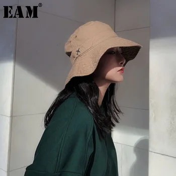 

[EAM] Women Dome Pattern EmbroideryFishermen Hat New Round Dome Temperament Fashion Tide All-match Spring Autumn 2020 JR002