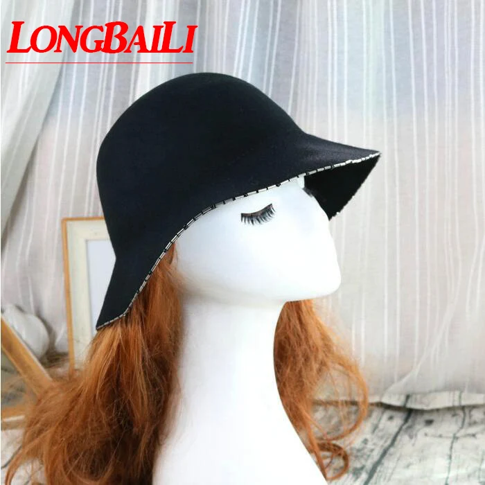 

Winter Plain Wool Felt Fedora Hats For Women Ladies Cloche Hats Female Chapeau Free Shipping PWSV006