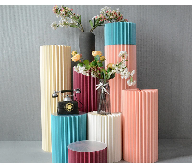 JAROWN Wedding Props Stage Multicolor Origami Round Pillar Three Piece Shopping Mall Decor Home Birthday Party Arrangement Decor (21)
