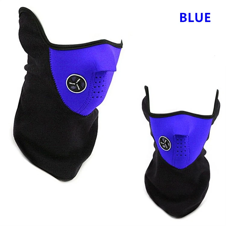 Blue Лыжная маска для тренировок, Зимняя Маска для лица, полулицевая тактическая Балаклава для катания на лыжах, велоспорта, бега, рта, зимняя спортивная бандана для сноуборда - Цвет: Blue