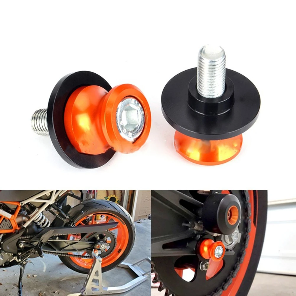 2pcs Black 10mm Motorbike Rear Stand Swing Arm Spool Sliders Swingarm Bobbin Kit