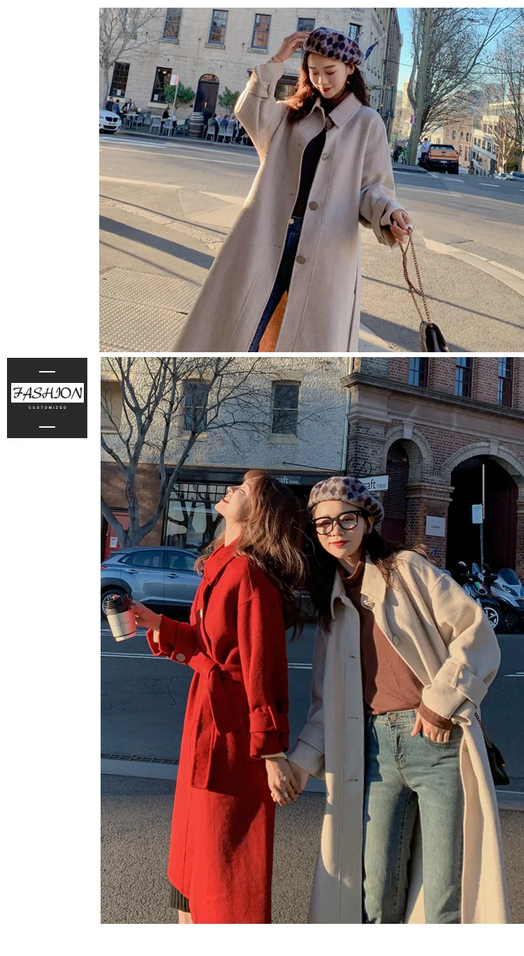 Шерстяная куртка с поясом для фотосессии, осень и зима, стиль, корейский стиль, женская одежда, Ретро стиль, шикарный стиль, однослойный