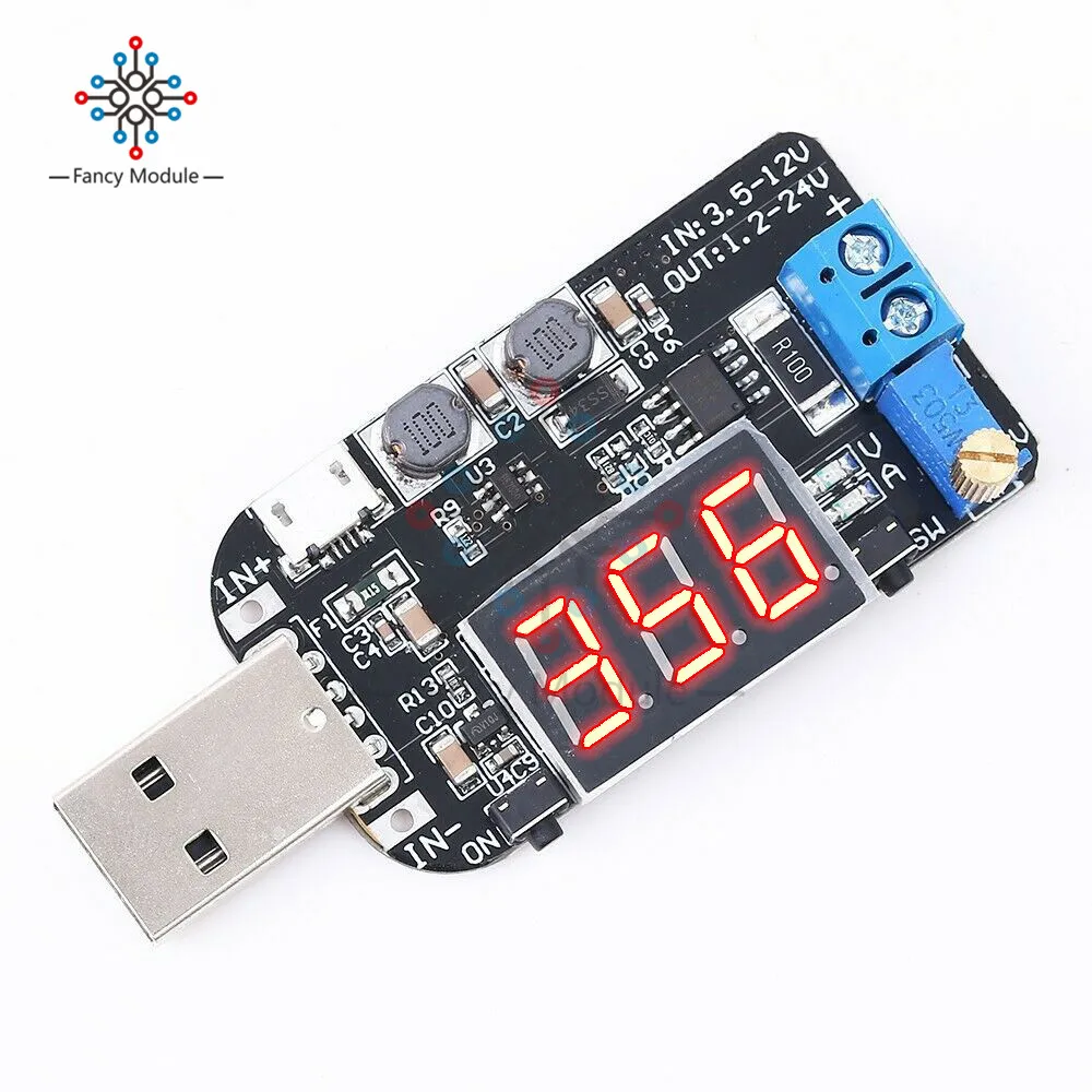 

3W Adjustable Potentiometer DC-DC CC CV USB 5V to 3.3V 9V 12V 24V Step Up/Down Power Supply Boost Buck Power Converter Module