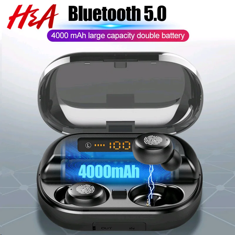 Comprar H A TWS 5,0 Bluetooth 9D auriculares estéreo auriculares inalámbricos IPX7 auriculares impermeables auriculares deportivos con Banco de energía de 4000mAh