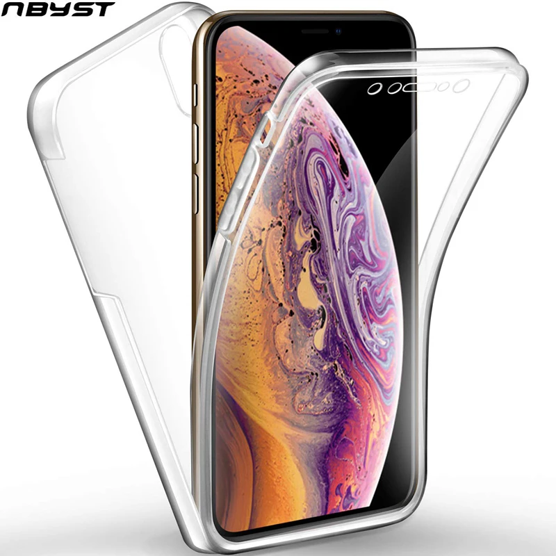 

Clear 360 Degree Full Body Soft Case for iphone X XR XS MAX 6 7 6s 8 Plus 5 5s SE front + back Silicone pc+tpu DropProof Cover