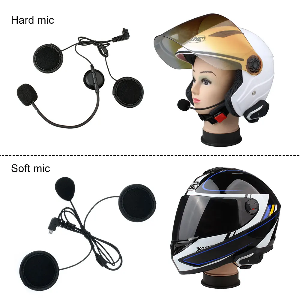 Fodsports Bt-S2 Bt-S3 Bluetooth Intercom Motorcylce Helmet Headset Accessories HD Stereo  Soft/Hard Tube Headphone & Microphone