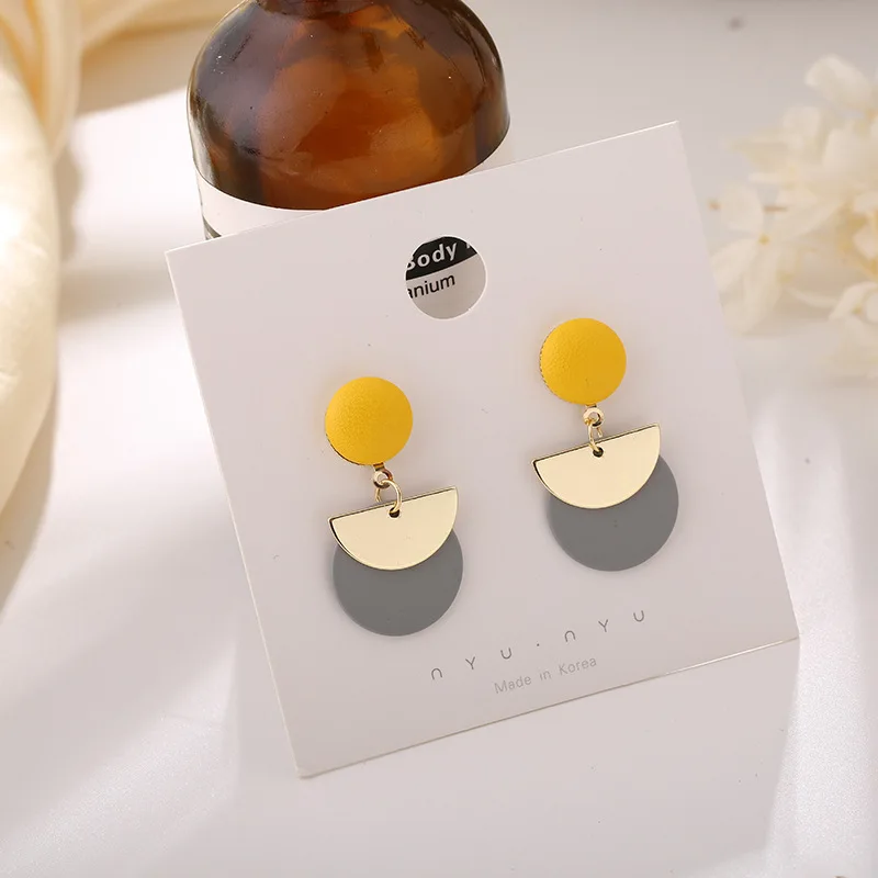 

Gray Green Color Round Dangle Earrings for Women 2020 Statement Geometric Drop Earring Elegant Party Jewelry