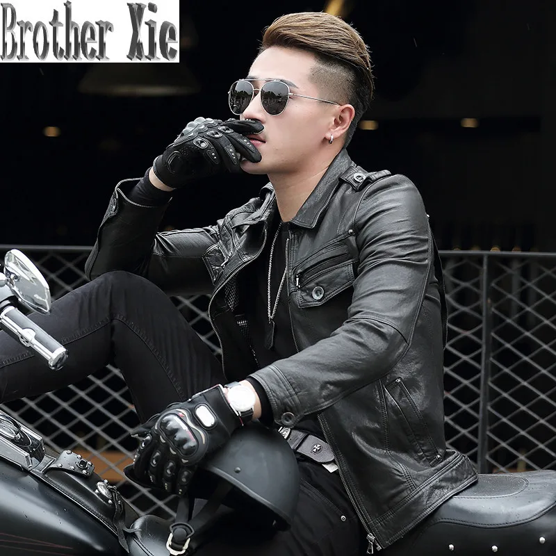 

Genuine Leather Jacket Men Sheepskin Coat Motorcycle Jacket Man Short Vintage Real Leather Jackets ASDP-20-1406 YY277