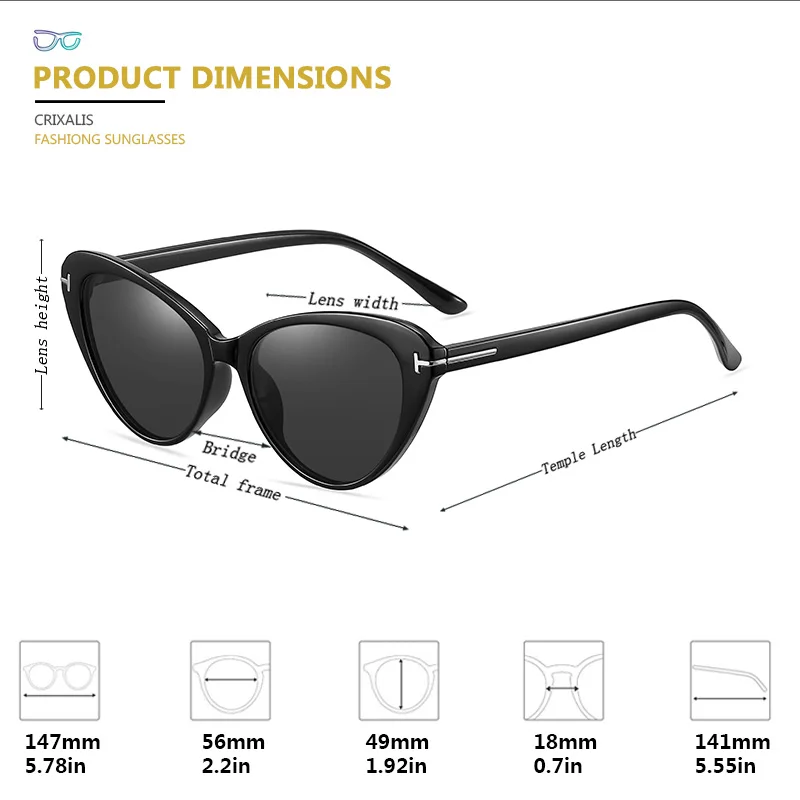 designer sunglasses for women CRIXALIS 2022 Designer Sunglasses Women Luxury Brand Sun Glasses Female Cat Eye Trend Shades Ladies UV400 zonnebril dames big frame sunglasses