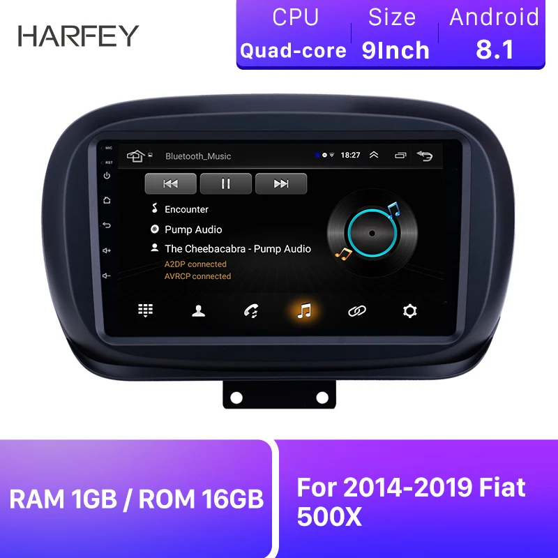 Автомобильный мультимедийный плеер Harfey сенсорный HD экран 9 дюймов для Fiat 500X Android