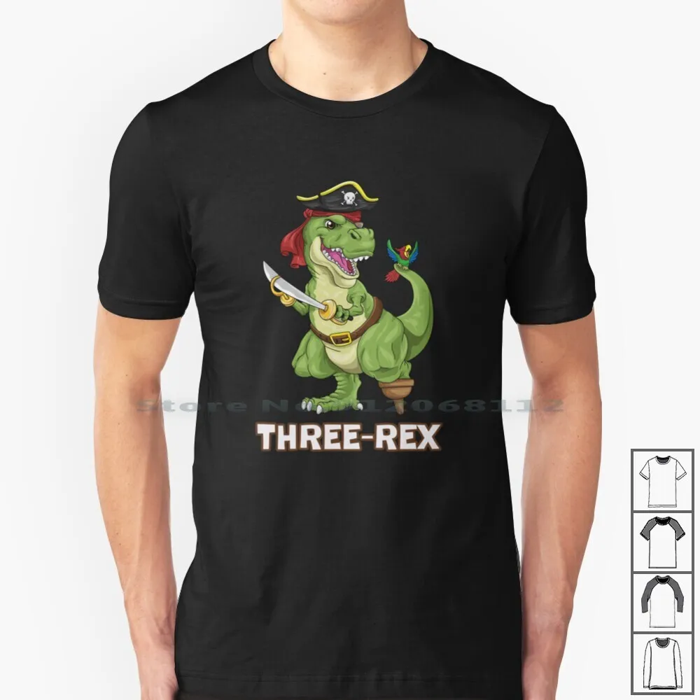 Tre-Rex Pirate T-Rex Dino 3Rd Birthday Boy 3 Anni T Shirt 100% Cotone Tre Amanti Dei Pirati Rex T Rex Pirate T Rex Pirate