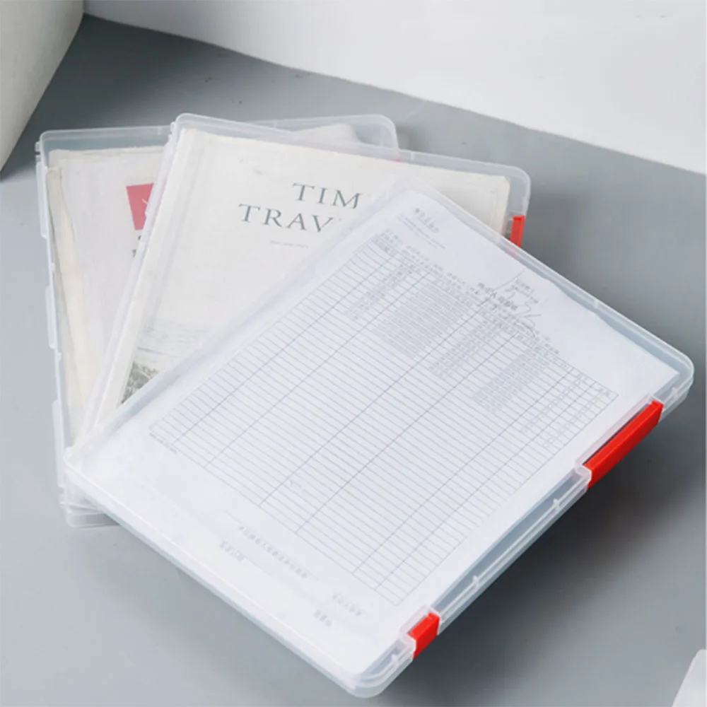 

Portable A4 Transparent Storage Box Clear Plastic Filling Case File Waterproof Storage Box Paper Organizers Case Office Supplies