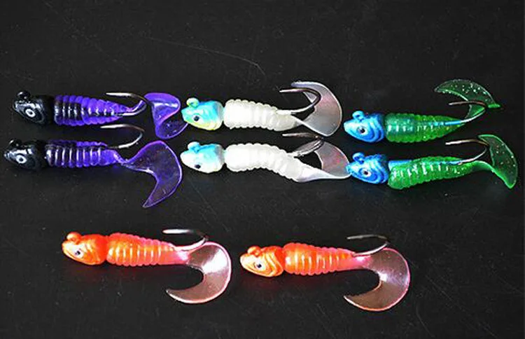

17 Pieces Spherical Jig Hook Fish-shaped Jig Hook Collocation One-Tailed Worm Lure Set Soft Bait Weihai