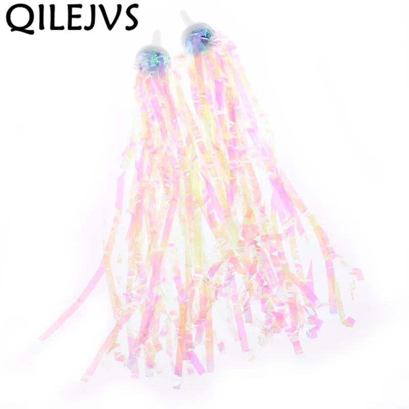 QILEJVS, 2 шт., велосипед, трицикл, дети, девочки, мальчики, руль, стримеры, кисточки - Цвет: Colorful