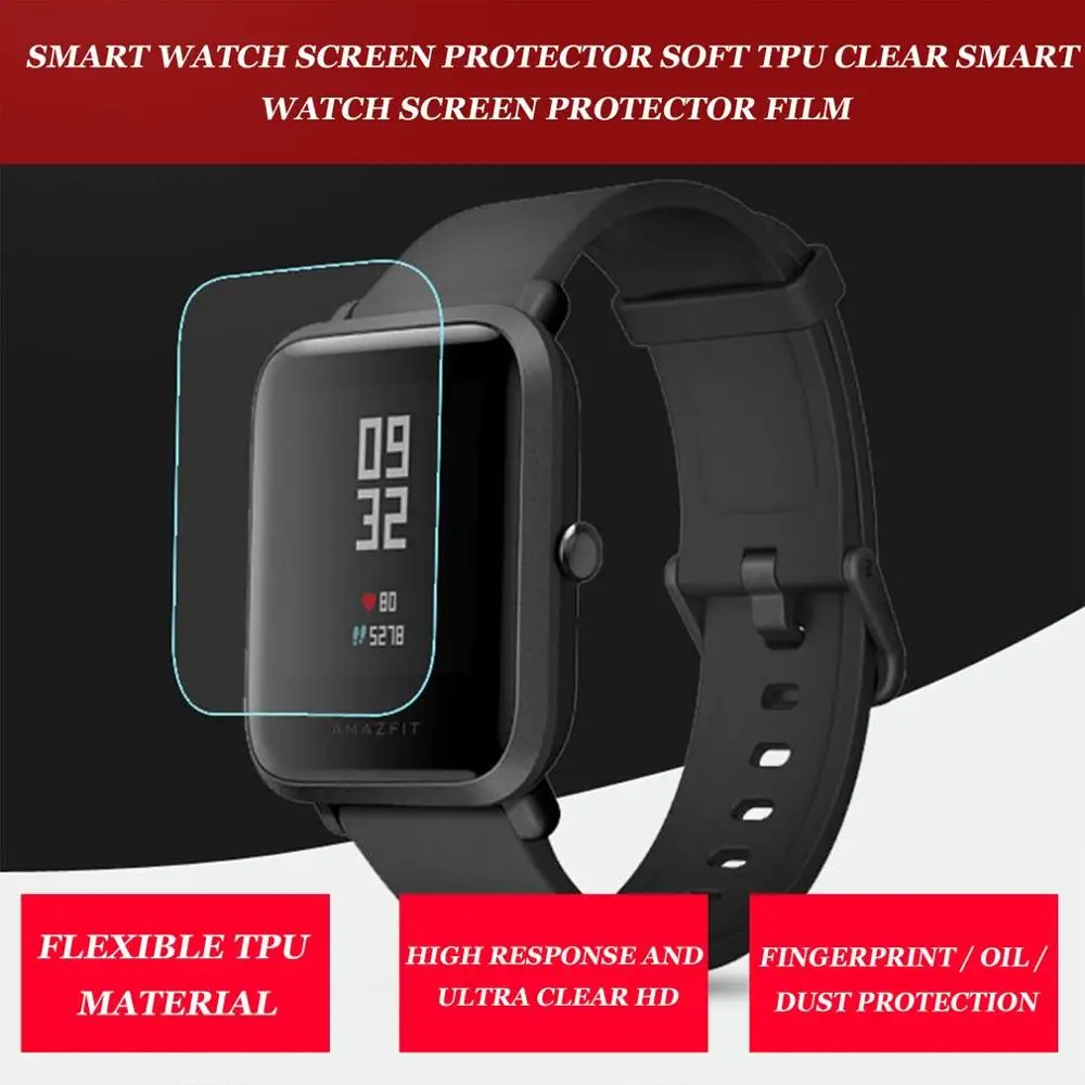 

Screen Protector Soft TPU Clear Smart Watch Screen Protector Film for Xiaomi Huami Amazfit Bip PACE Lite