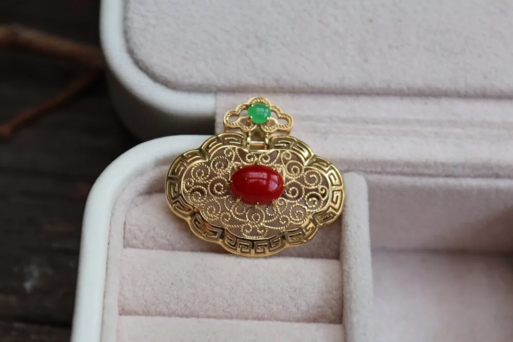 Настоящие хорошие драгоценности 18K золото AU750 G18K натуральный Aka красные украшения коралловые Подвески Золотой бриллиантовый кулон ожерелья из драгоценных камней для женщин