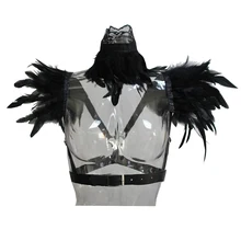 Готический черный перо подвязки кружева лоскутное эластичное колье регулируемые кожаные ремни укороченный топ подвязка сценическое представление Горячие подвязки