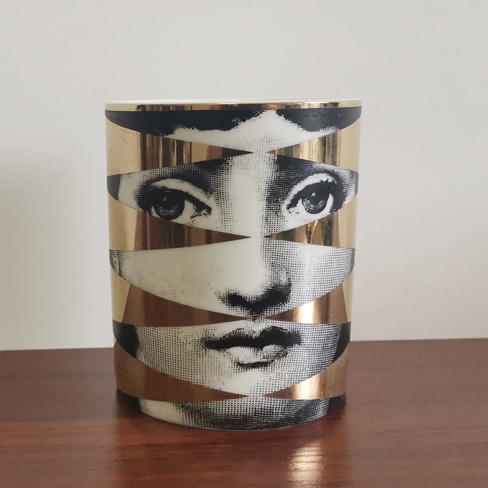 Ретро Золотая версия Fornasetti подсвечник Керамическая свеча подсвечник Lina лицо украшение баночки для хранения домашнего рабочего стола украшение
