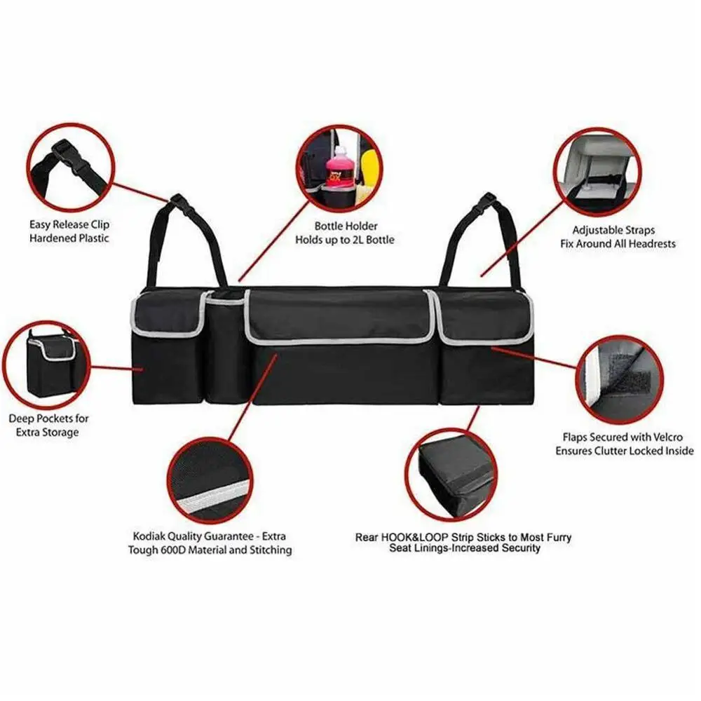 Car Trunk Organizer Backseat Storage Bag High Capacity Multi-use Oxford Cloth Car Seat Back Organizers Interior Accessories