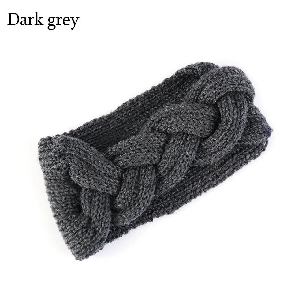 Type 02-Dark Gray 1 шт., женские плюшевые повязки на голову из искусственного бархата, теплые вязаные повязки на голову с перекрестными узорами, женские вязаные повязки на голову, аксессуары для осени и зимы - Цвет: Type 02-Dark Gray