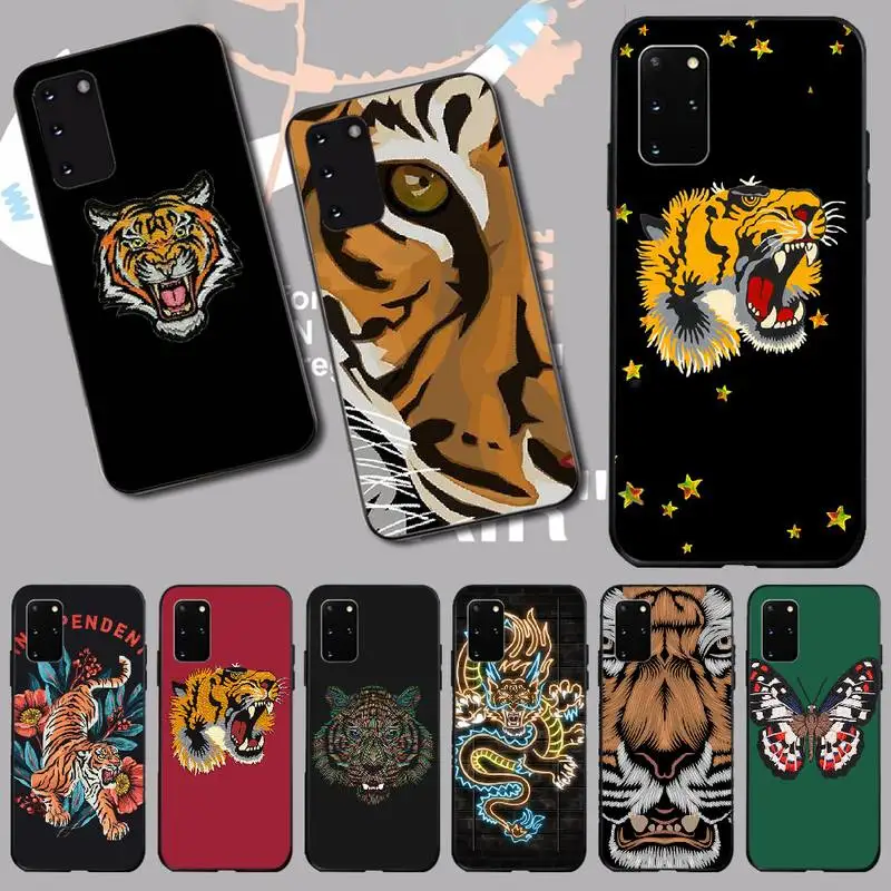 Фирменный мягкий силиконовый черный чехол PENGHUWAN Tiger для телефона Samsung S20 plus Ultra S6 S7