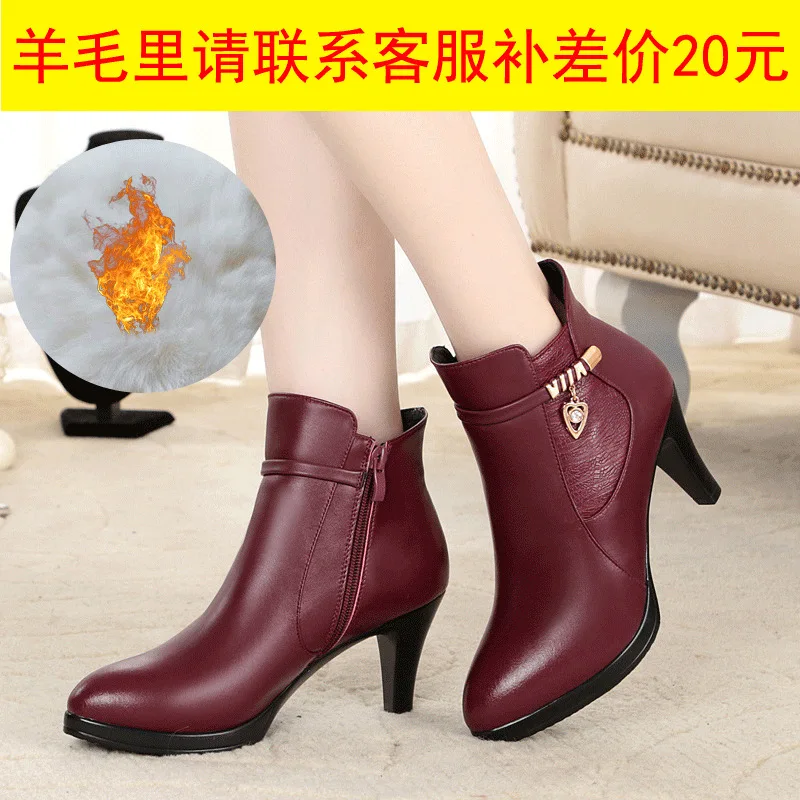 

New Style Ladies' Martin Boots 2019 Winter Anti-slip High-Heel Ankle Boots Thick Bottomed Wearable Side Zipper Women's Cotton Bo