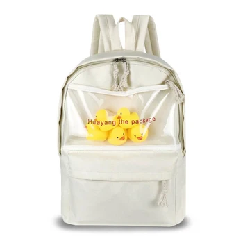 

Yellow Duck Transparent Backpack Canvas Shoulder Bag For Teenagers Rucksack Harajuku Girl School Student Schoolbags Laptop Bags