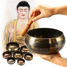 Тибетская Поющая чаша медитация буддистский колокольчик ручная чеканка буддизм, латунь чаша Йога медная Чакра Исцеление духовный подарок