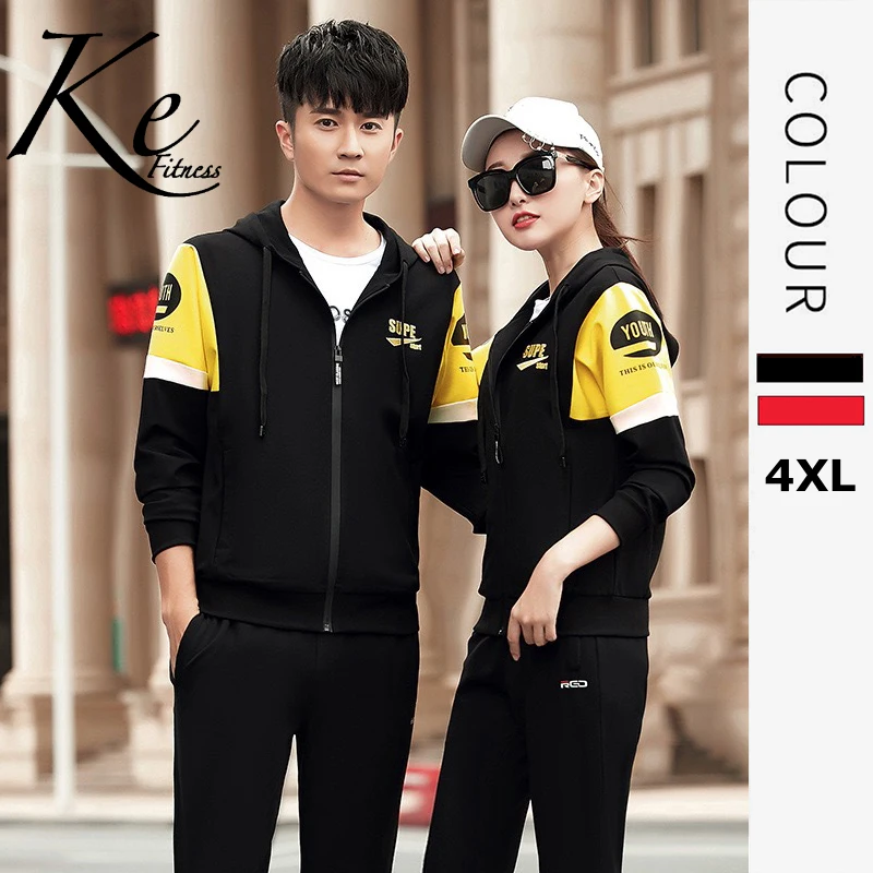

KE Sports suit men's spring 2021 new casual couple three-piece suit spring autumn Korean trend sportswear men sports set women