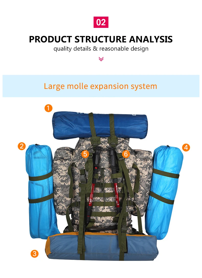 80L военный тактический рюкзак походный рюкзак Камуфляжный мужской походный армейский рюкзак альпинистская мочила для похода