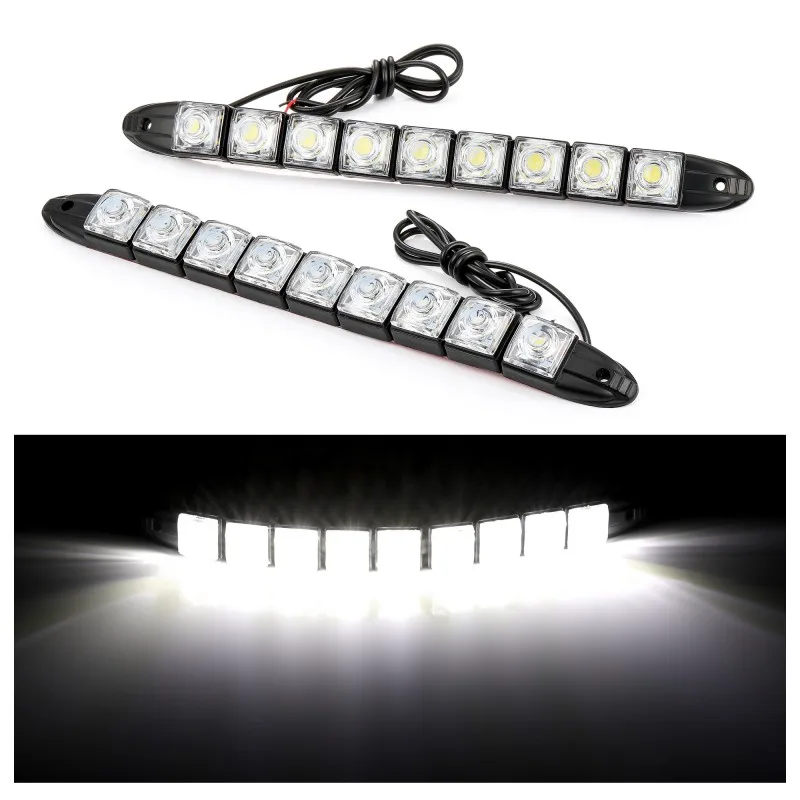 

2pcs 12V High Power Bendable 9 LED Waterproof Flexible DRL Daytime Running Light for car Warning Fog Lamp