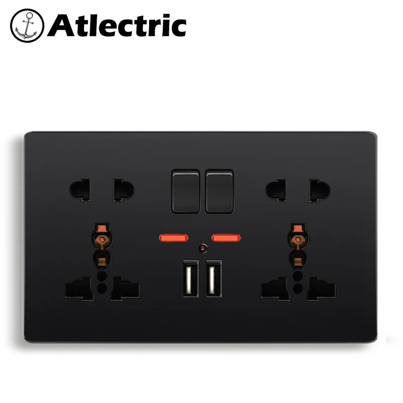 Atlectric универсальный разъем 3 отверстия 5 Отверстие разъем двойной usb зарядный порт мощность стены дома электрическая розетка с переключателем переходник usb,разетка с usb для дома,розетки