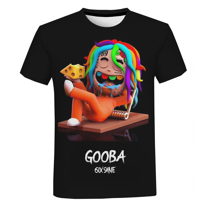 Gooba 6ix9ine 3D Футболка с принтом в стиле хип-хоп реперские кепки коротким рукавом для