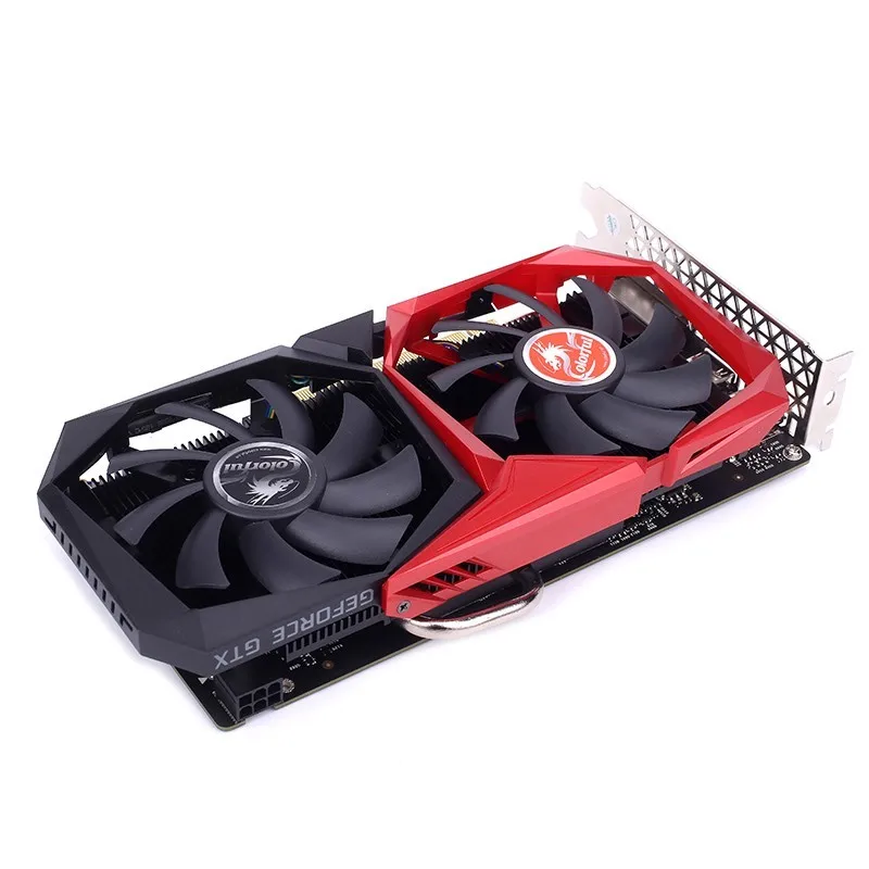 Двойные вентиляторы красочные GeForce GTX 1050Ti GP107 14 нм 4 ГБ 128 бит GDDR5 6pin DVI+ HDMI+ DP