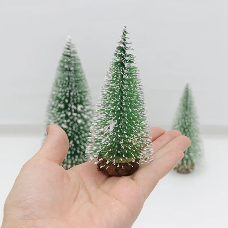 

Artificial Pine Tree With Wooden Base Desktop Mini Xmas Tree Seasonal Home Decorations Holiday Gift