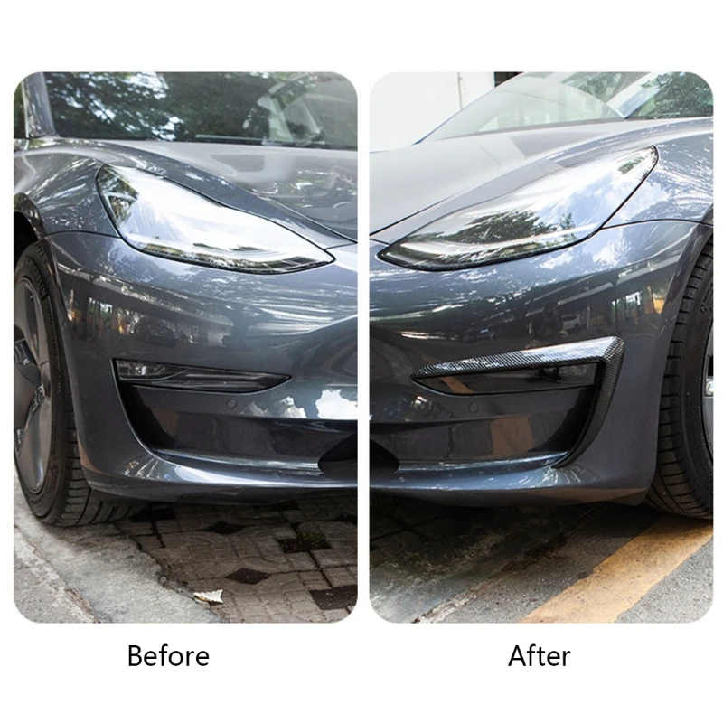 For Model 3 Car Interior Front Fog Lamp Frame Stickers Matte Carbon Fiber ABS Black White Blue Red A5KD | Автомобили и мотоциклы