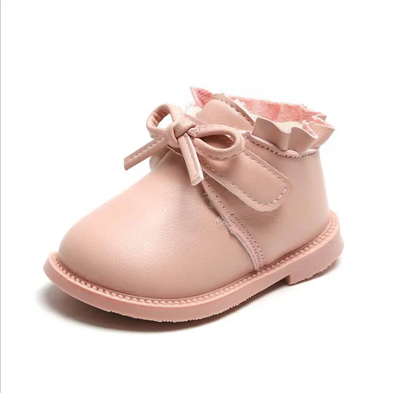 

Bowknot Baby Girls Boots Warm Plush Infant Toddler Girls Princess Shoes Baby Children Boots Size 16-25