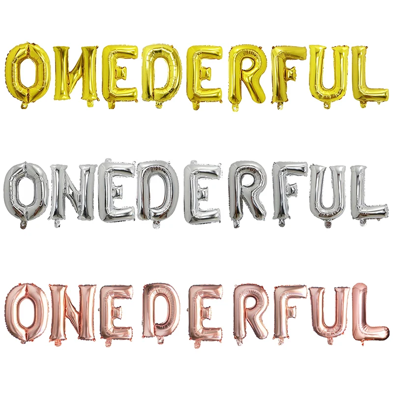 16 дюймовые воздушные шары с надписью ONEDERFUL золотые серебряные праздничные